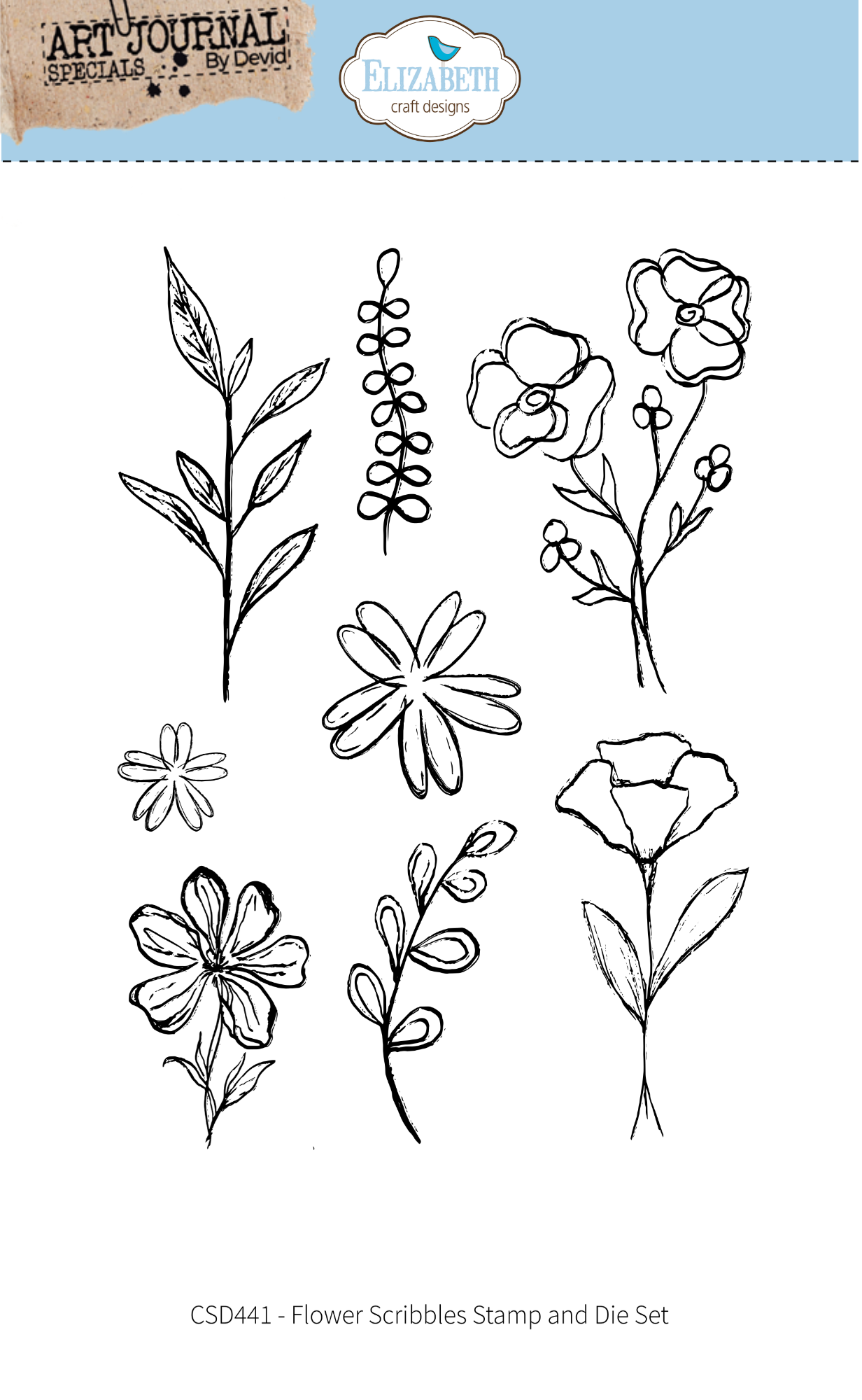 Flower Scribbles Stamp and Die Set