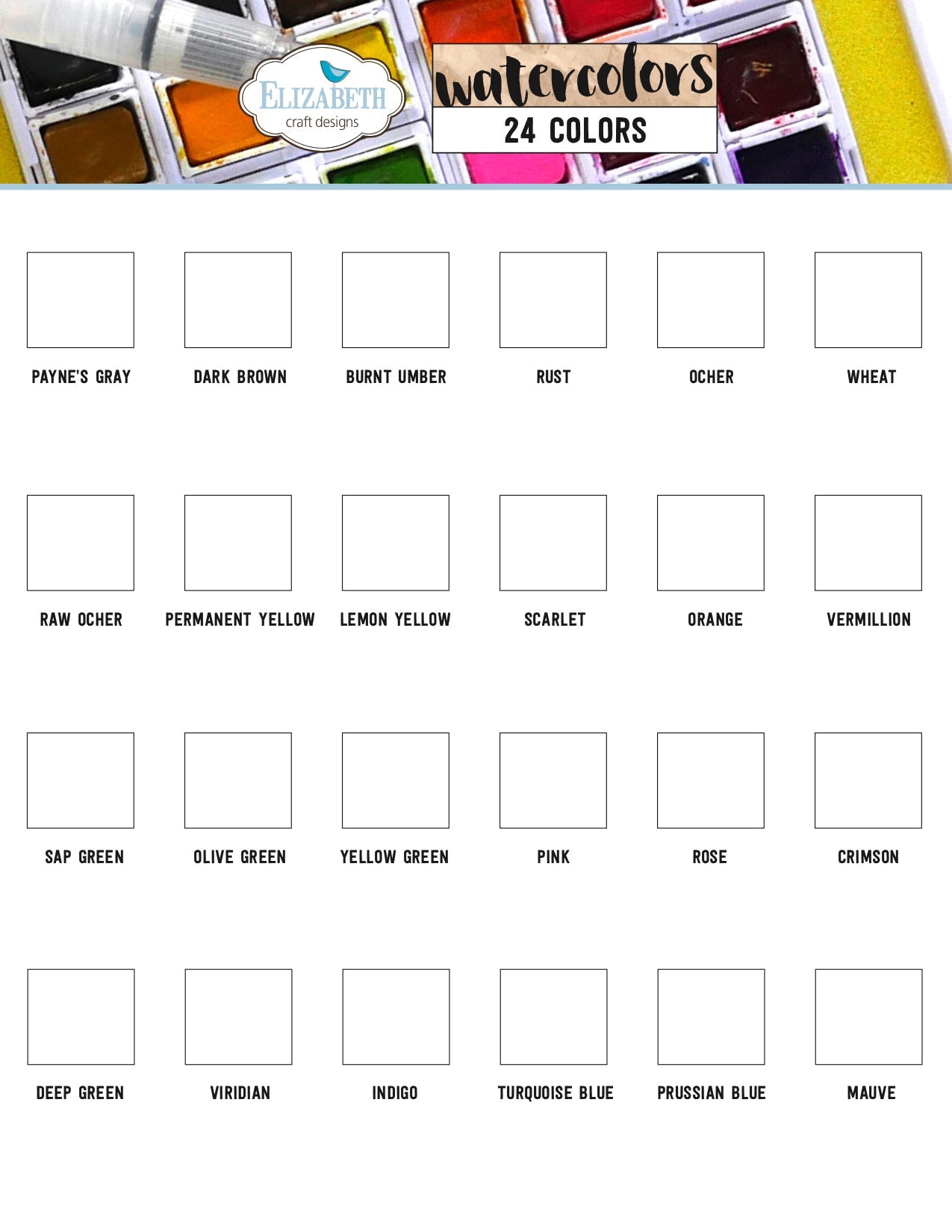 Watercolor Palette, 24 colors