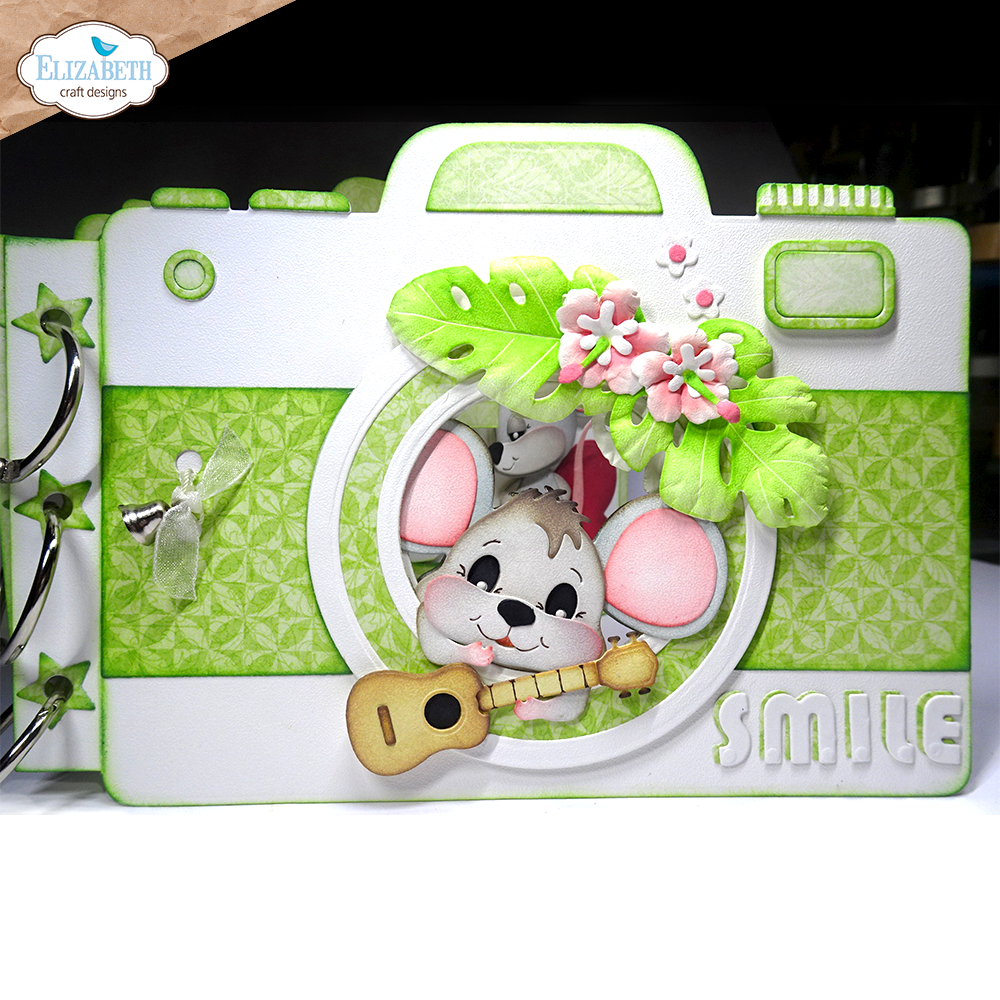Elizabeth Craft Designs Camera and Suitcase Build a Book Die for scrapbooking - detail view