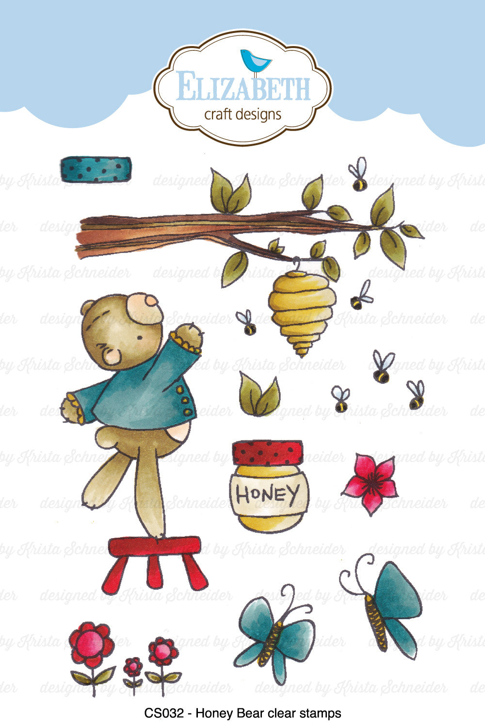 Honey Bear Clear Stamps - Stamps - ElizabethCraftDesigns.com